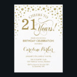 Invitation à la fête du 21e anniversaire - Gold Wh<br><div class="desc">Invitation de fête du 21e anniversaire. Design élégant avec fausse parties scintillant or et blanc. Salutations à 21 ans ! Message-moi si vous avez besoin d'une personnalisation plus poussée.</div>