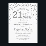 Invitation à la fête du 21e anniversaire - Silver<br><div class="desc">Invitation de fête du 21e anniversaire. Design élégant avec fausse parties scintillant argent et blanc. Salutations à 21 ans ! Message-moi si vous avez besoin d'une personnalisation plus poussée.</div>
