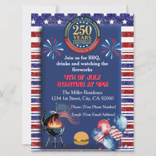 Invitation à la fête du 250e anniversaire de l'Amé