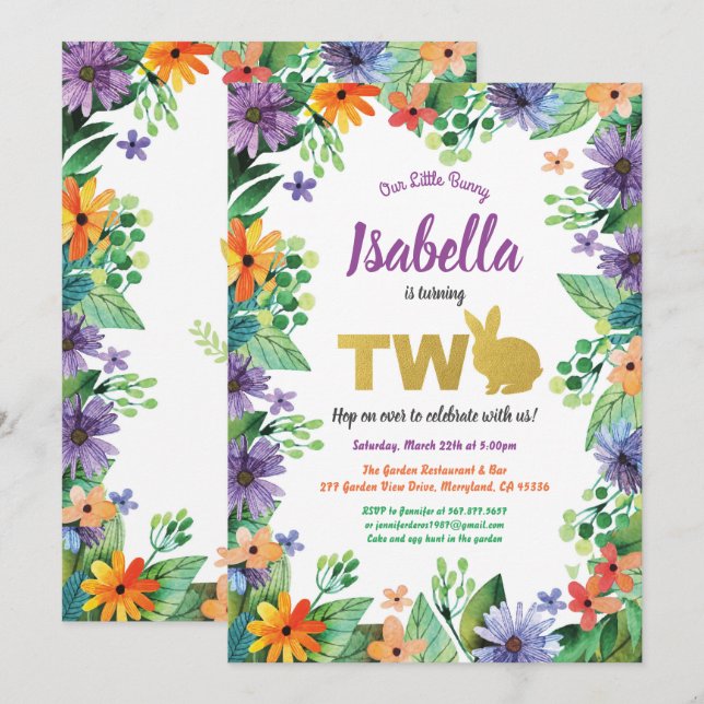 Invitation à la fête du 2e anniversaire de Pâques (Devant / Derrière)