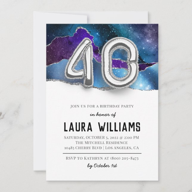 Invitation à la fête du 40e anniversaire (Devant)