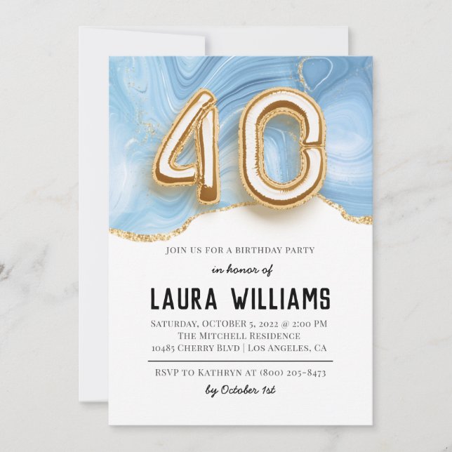 Invitation à la fête du 40e anniversaire (Devant)