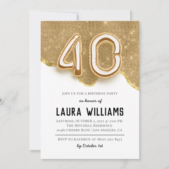 Invitation à la fête du 40e anniversaire (Devant)