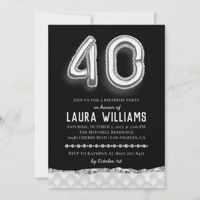 Invitation à la fête du 40e anniversaire (Devant)