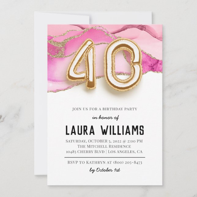 Invitation à la fête du 40e anniversaire (Devant)