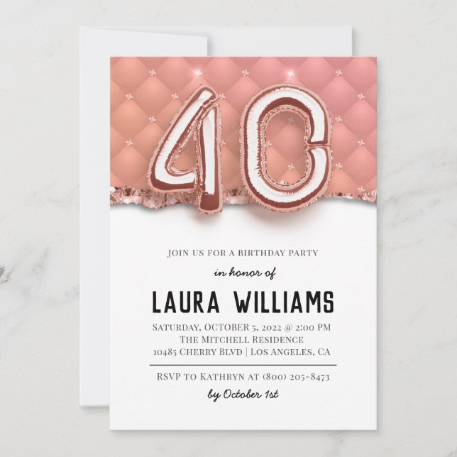 Invitation à la fête du 40e anniversaire (Devant)