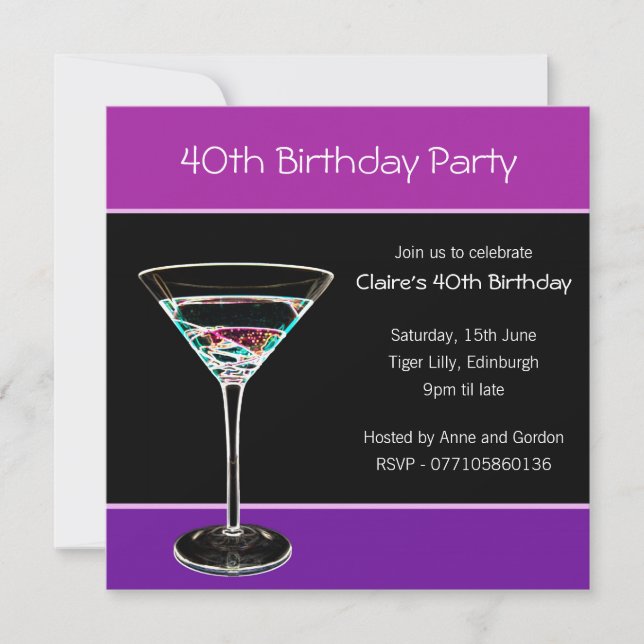 Invitation à la fête du 40e anniversaire (Devant)