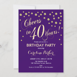 Invitation à la fête du 40e anniversaire - Gold Pu