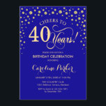 Invitation à la fête du 40e anniversaire - Gold Ro<br><div class="desc">Invitation à la fête du 40e anniversaire. Design élégant avec parties scintillant en or et bleu roi. Salut à 40 ans ! Message-moi si vous avez besoin d'une personnalisation plus poussée.</div>