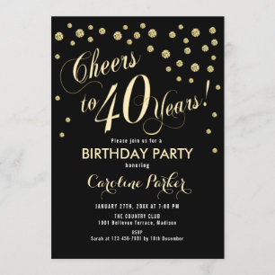 Invitation à la fête du 40e anniversaire - Noir d'