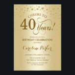 Invitation à la fête du 40e anniversaire - Or<br><div class="desc">Invitation à la fête du 40e anniversaire. Design élégant avec de l'or de parties scintillant imitation. Salut à 40 ans ! Message-moi si vous avez besoin d'une personnalisation plus poussée.</div>