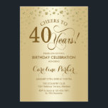 Invitation à la fête du 40e anniversaire - Or<br><div class="desc">Invitation à la fête du 40e anniversaire. Design élégant avec de l'or de parties scintillant imitation. Salut à 40 ans ! Message-moi si vous avez besoin d'une personnalisation plus poussée.</div>