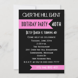 Invitation à la fête du 40e anniversaire Pink Over