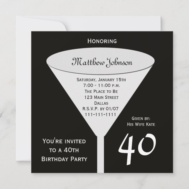 Invitation à la fête du 40e anniversaire Un toast  (Devant)