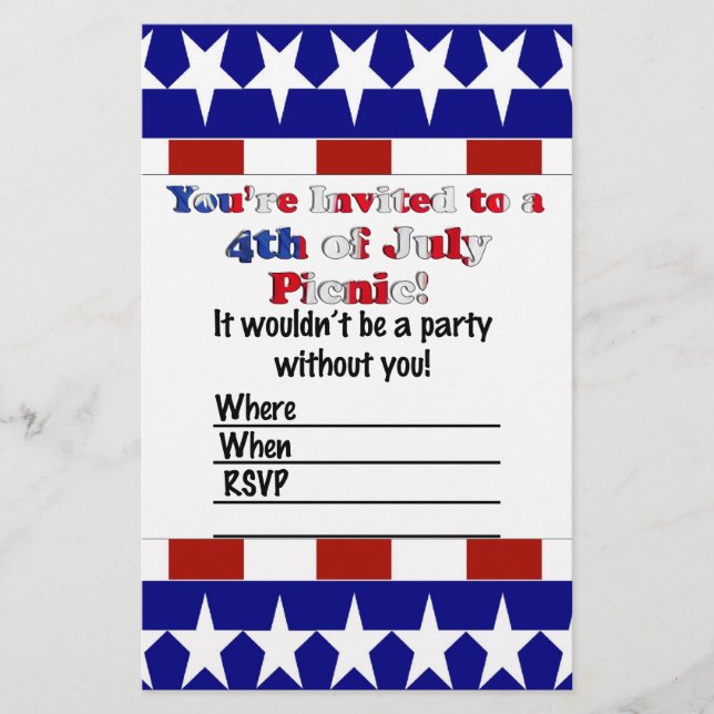 Invitation à la fête du 4 juillet (Devant)