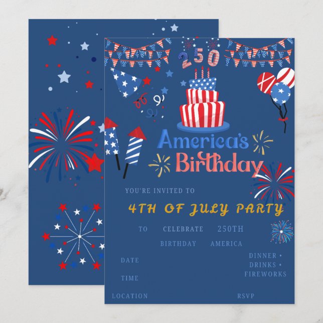 Invitation à la fête du 4 juillet – 250e anniversa (Devant / Derrière)
