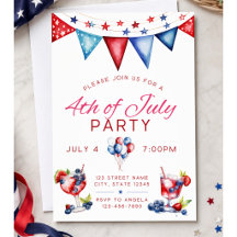 Invitation à la fête du 4 juillet avec feux d'arti