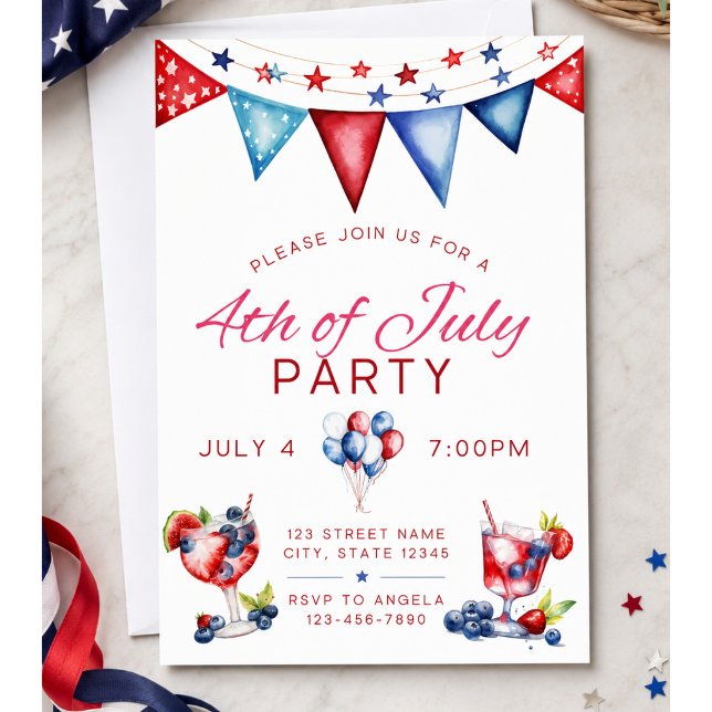 Invitation à la fête du 4 juillet avec feux d'arti (Créateur téléchargé)