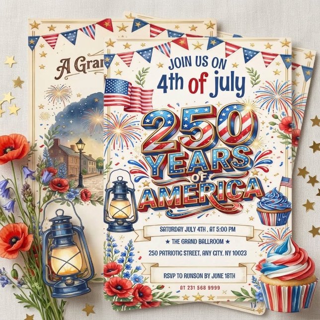 Invitation à la fête du 4 juillet pour les 250 ans (Créateur téléchargé)