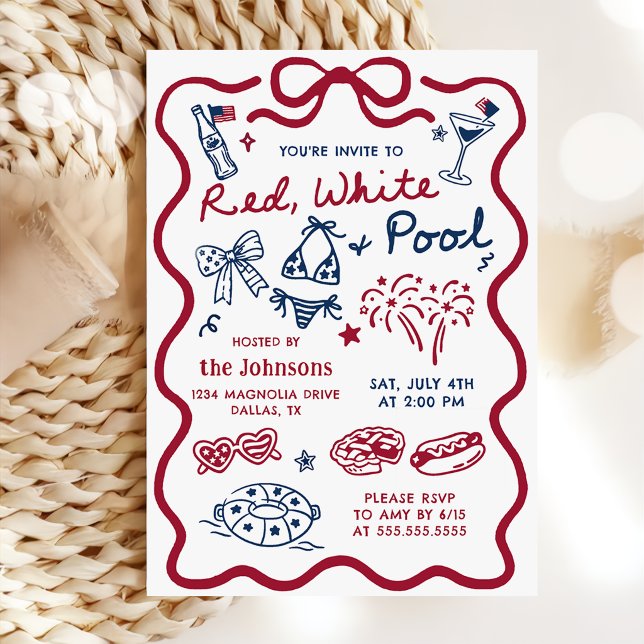 Invitation à la fête du 4 juillet rouge blanc & pi (Créateur téléchargé)