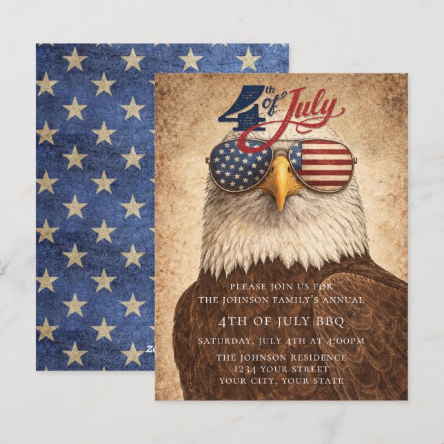 Invitation à la fête du 4 juillet USA 250 Ans (Devant / Derrière)