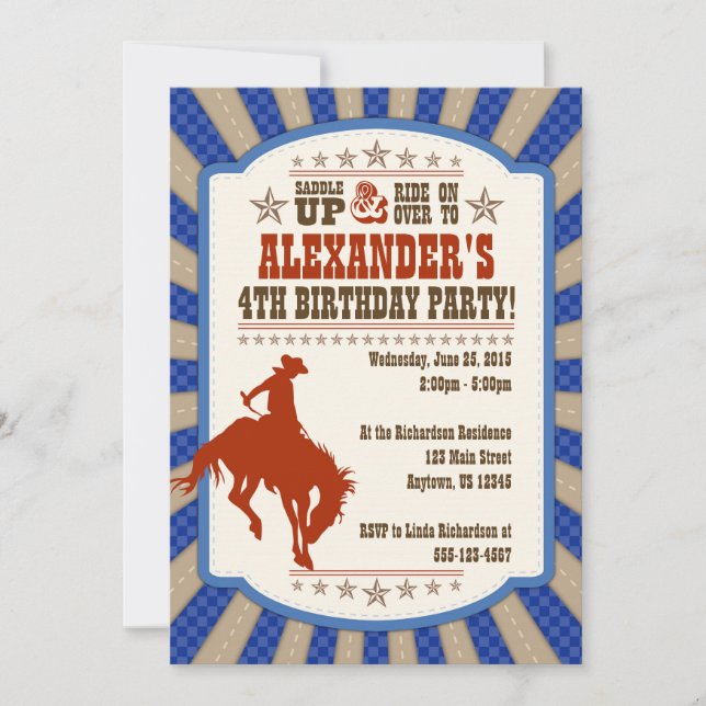 Invitation à la fête du 4e anniversaire de Cowboy (Devant)