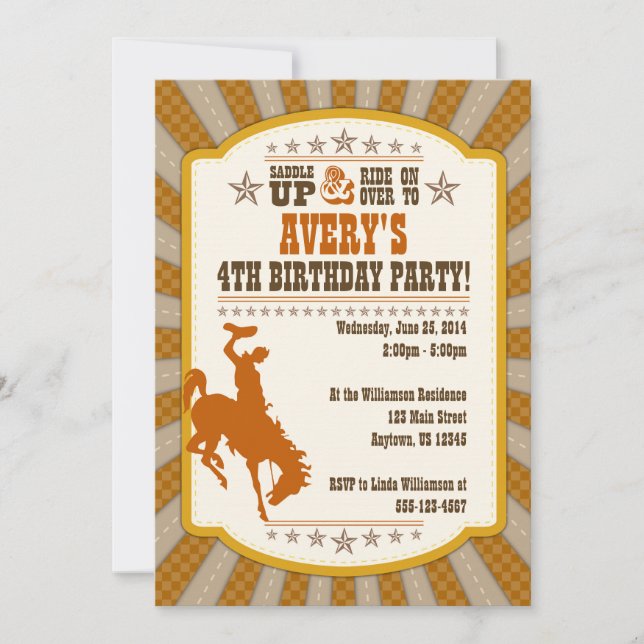 Invitation à la fête du 4e anniversaire de Cowboy (Devant)