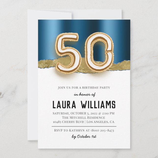 Invitation à la fête du 50e anniversaire (Devant)