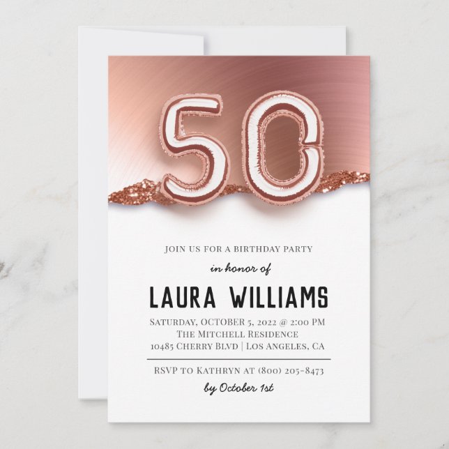 Invitation à la fête du 50e anniversaire (Devant)
