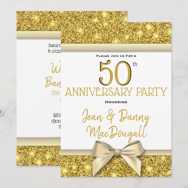 Invitation à la fête du 50e anniversaire de mariag (Devant / Derrière)