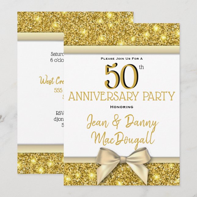 Invitation à la fête du 50e anniversaire de mariag (Devant / Derrière)