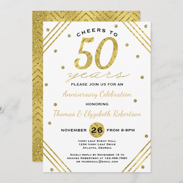Invitation à la fête du 50e anniversaire, Faux Or (Devant / Derrière)