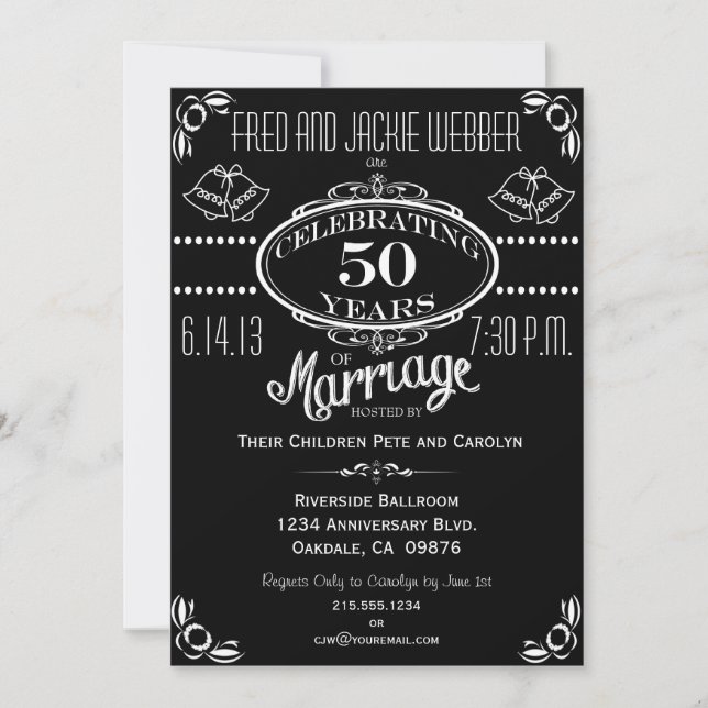 Invitation à la fête du 50e anniversaire sur table (Devant)