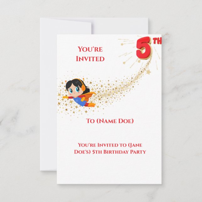 Invitation à la fête du 5e anniversaire (Devant)