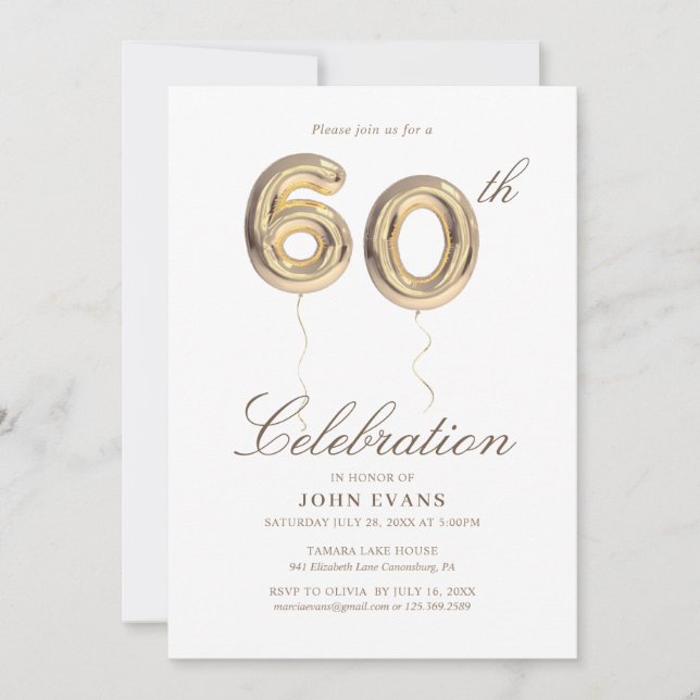 Invitation à la fête du 60e anniversaire (Devant)
