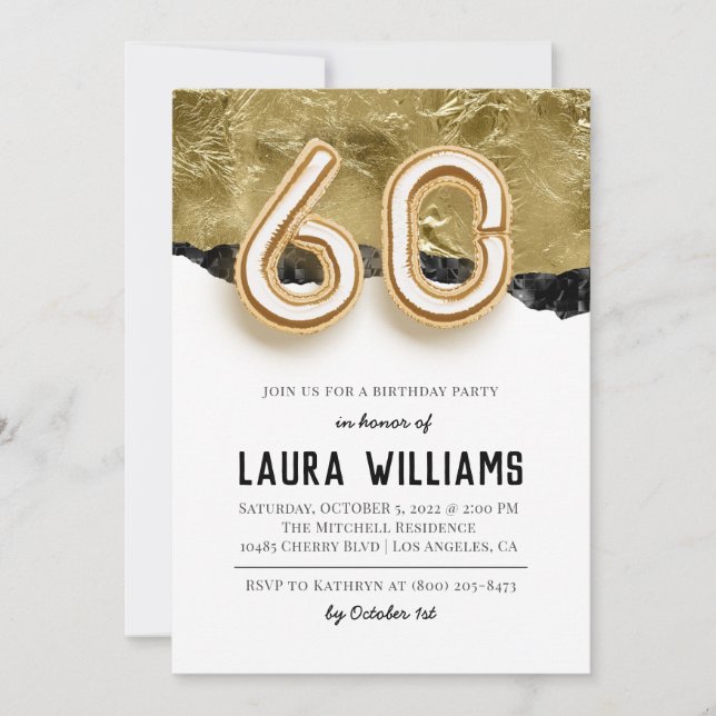 Invitation à la fête du 60e anniversaire (Devant)