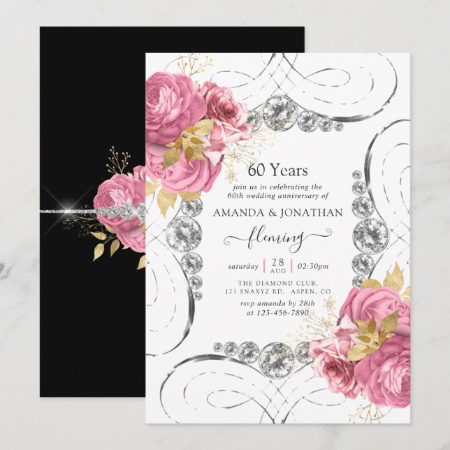 Invitation à la fête du 60e anniversaire de mariag (Devant / Derrière)