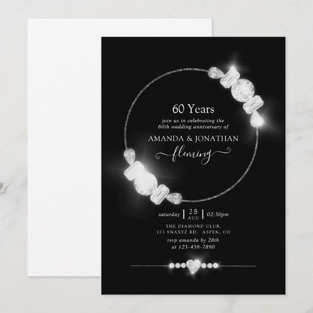 Invitation à la fête du 60e anniversaire de mariag (Devant / Derrière)