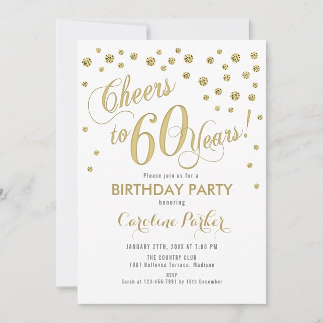 Invitation à la fête du 60e anniversaire - Gold Wh (Devant)