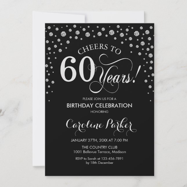 Invitation à la fête du 60e anniversaire - Noir d' (Devant)