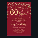 Invitation à la fête du 60e anniversaire - Or roug<br><div class="desc">Invitation de fête du 60e anniversaire. Design élégant avec parties scintillant en or et rouge foncé. Salutations à 60 ans ! Message-moi si vous avez besoin d'une personnalisation plus poussée.</div>