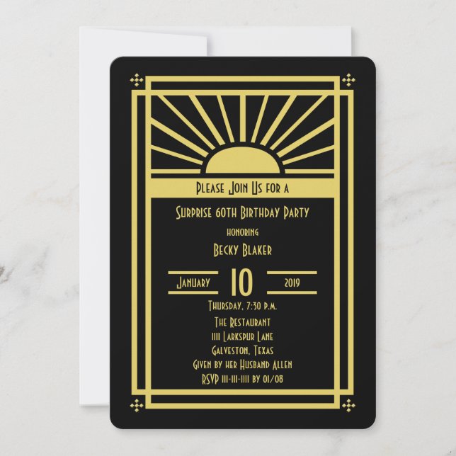 Invitation à la fête du 60e anniversaire Surprise  (Devant)
