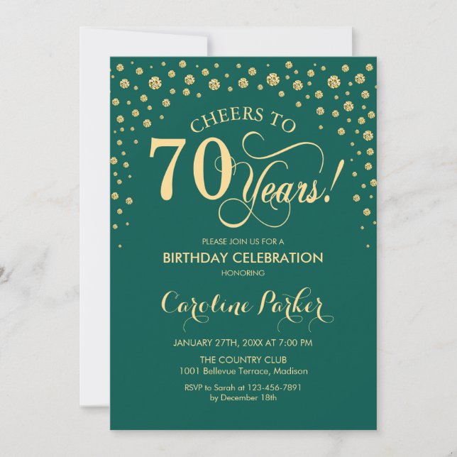 Invitation à la fête du 70e anniversaire - Gold Gr (Devant)