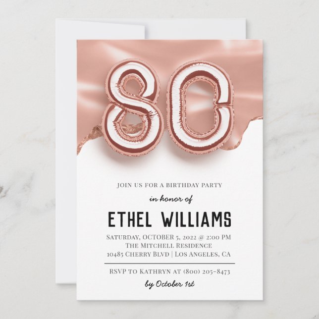 Invitation à la fête du 80e anniversaire (Devant)