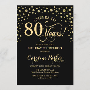 Invitation à la fête du 80e anniversaire - Gold Bl