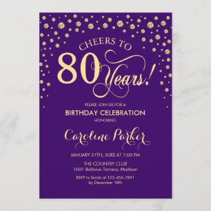 Invitation à la fête du 80e anniversaire - Gold Pu