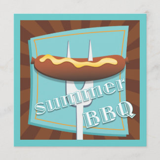 Invitation à la Fête du barbecue d'été de Hot Dog