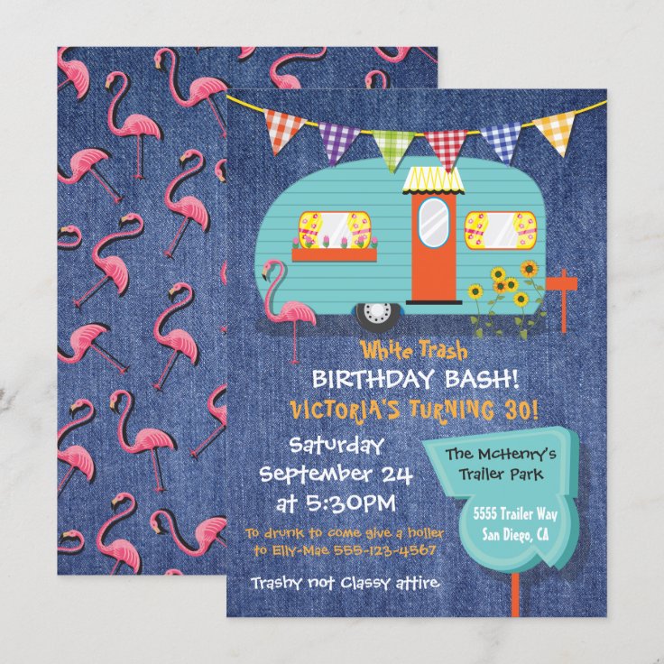 Invitation A La Fete Du Bassin De White Trash Zazzle Fr