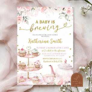Invitation à la fête du bébé qui mijote, thé flora
