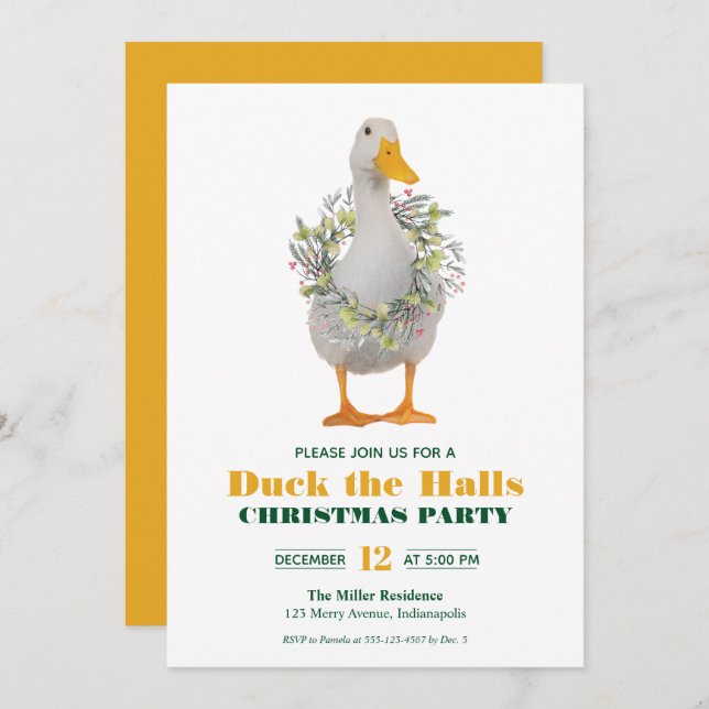 Invitation à la fête du canard de Noël (Devant / Derrière)